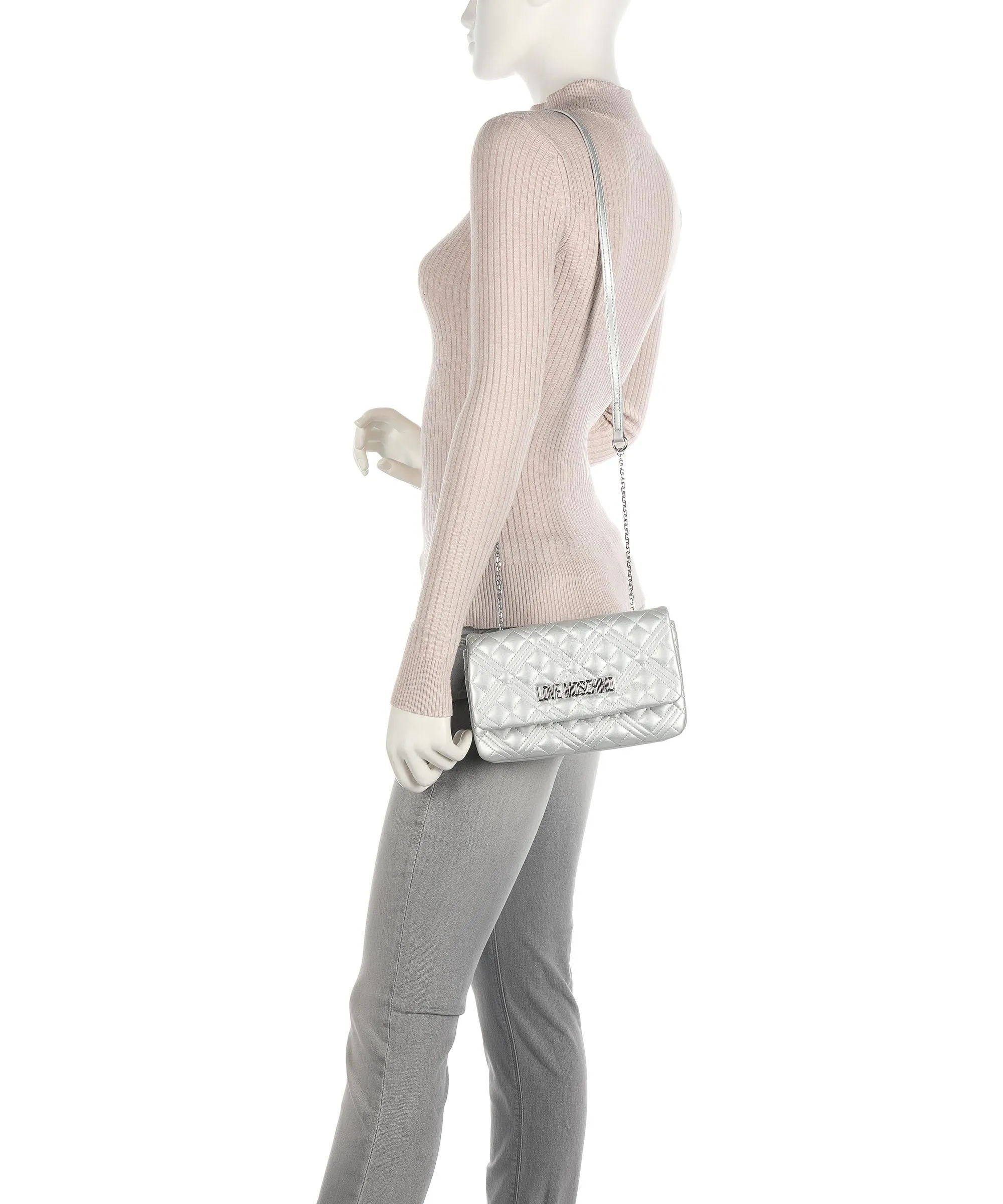  Love Moschino Smart Daily Borsa a tracolla pelle sintetica argento  