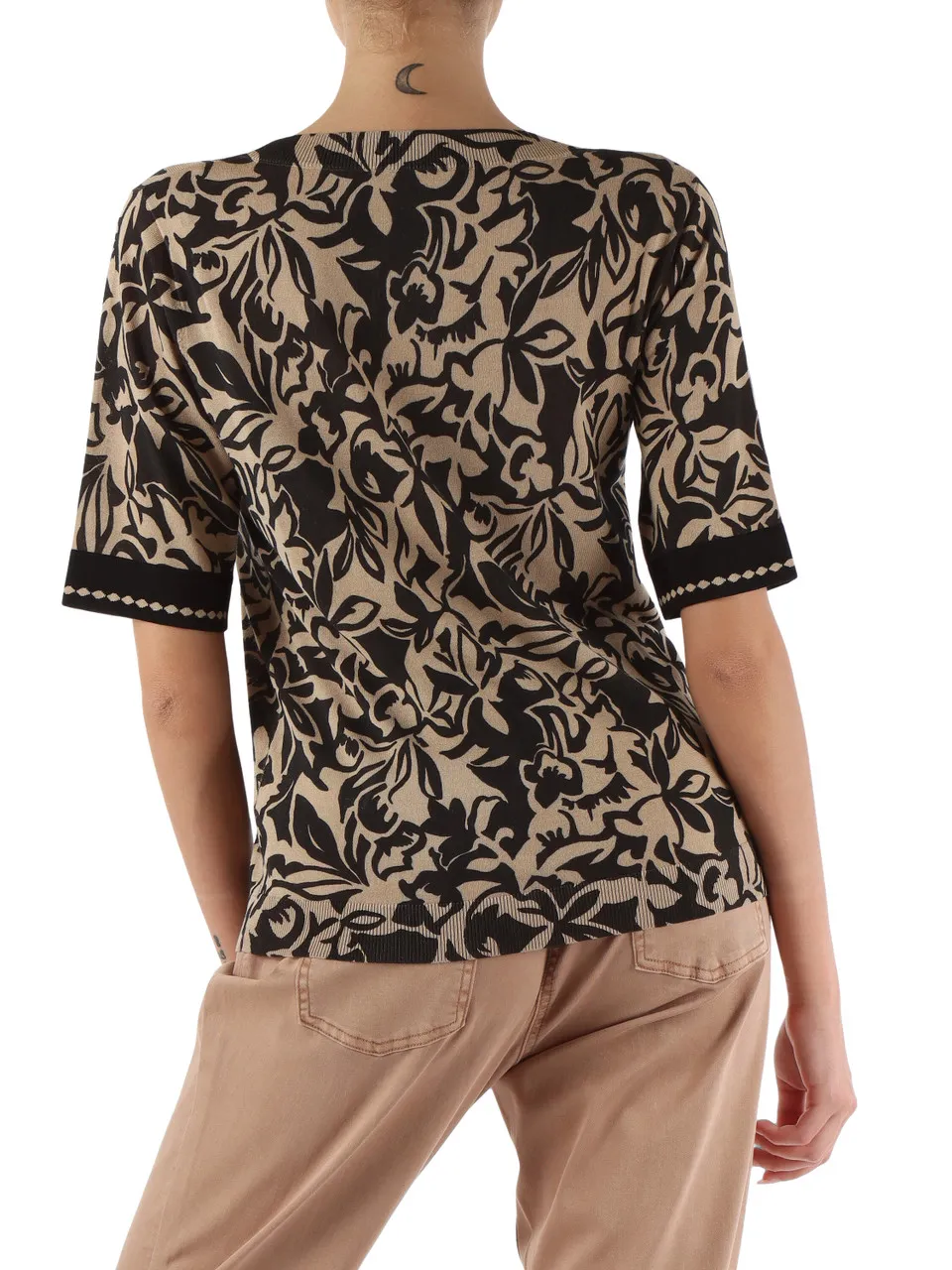 Maglia in cotone e viscosa con motivo decorativo