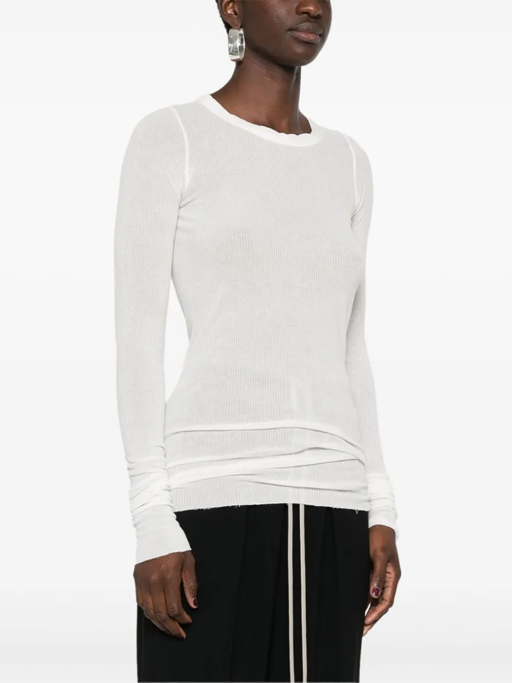 Maglietta a manica lunga a costine di Rick Owens