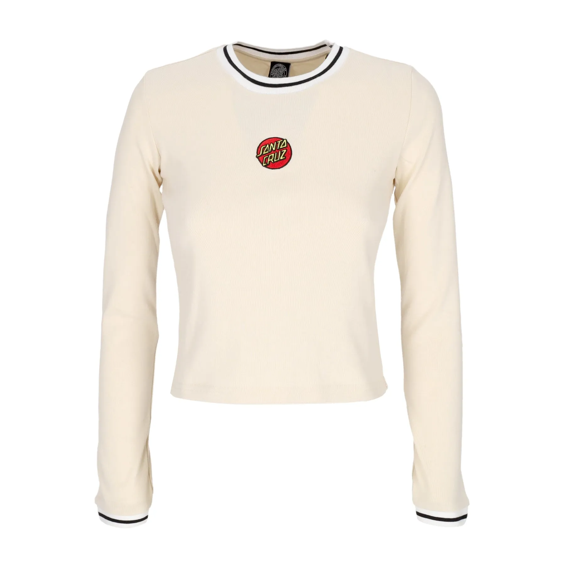 Maglietta Manica Lunga Donna Classic Dot Emb Ringer L/s Tee Chalk