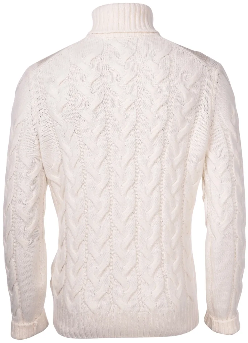 Maglione a dolcevita gran sasso beige in pura lana air wool