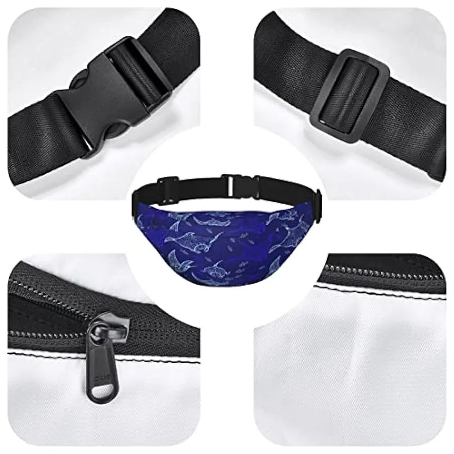 Manta Ray and Fish Marsupio per donna uomo marsupio cintura regolabile casual marsupio marsupio per viaggi escursionismo marsupi