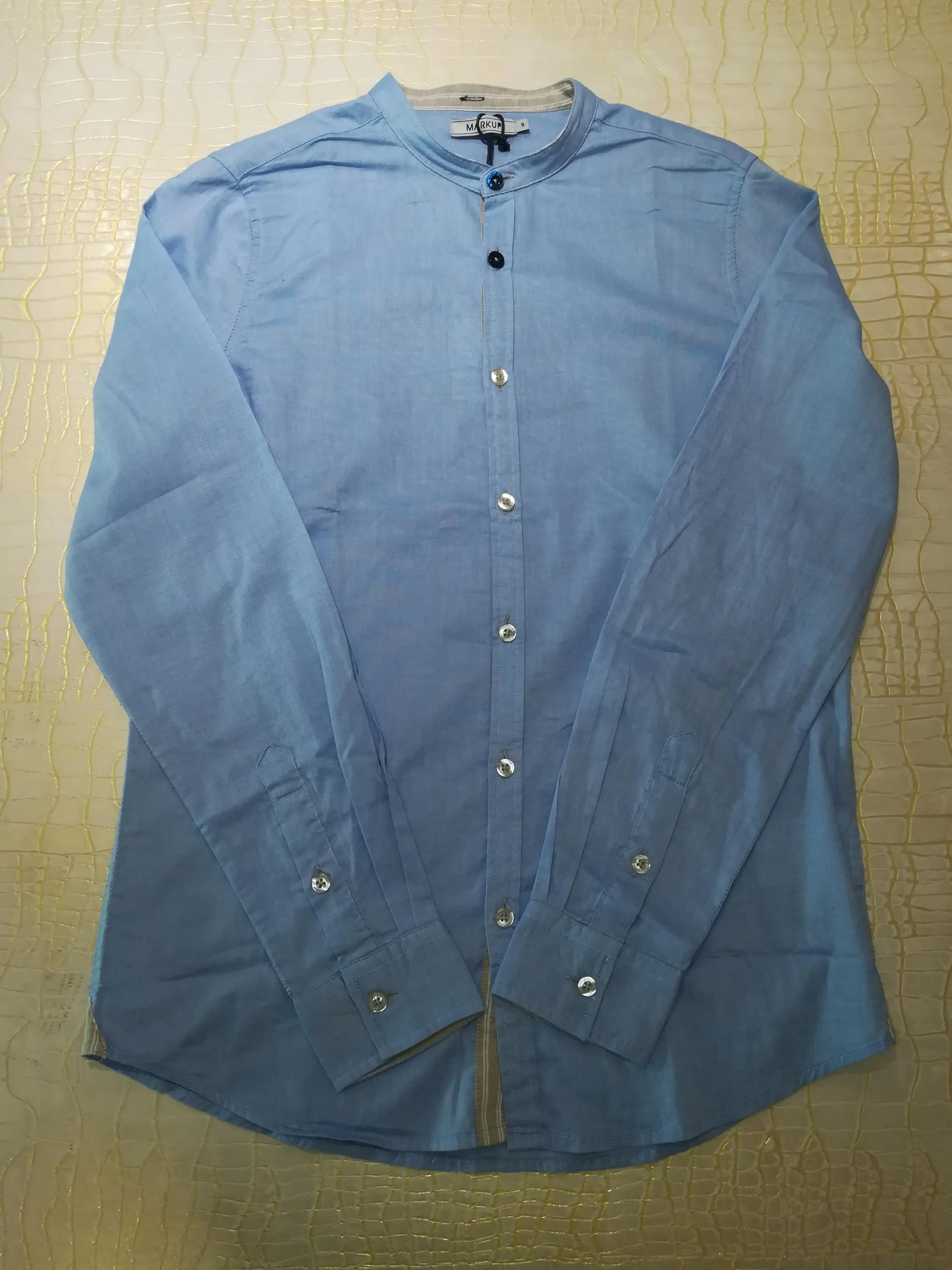 MARK UP ABBIGLIAMENTO UOMO CAMICIA COLLO COREANA CELESTE M59449 ART.86