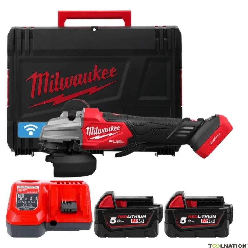 Milwaukee 4933493553 M18 FSAGSVO125X-502X Smerigliatrice angolare di sicurezza 125 mm a velocità variabile 18V 5,0Ah
