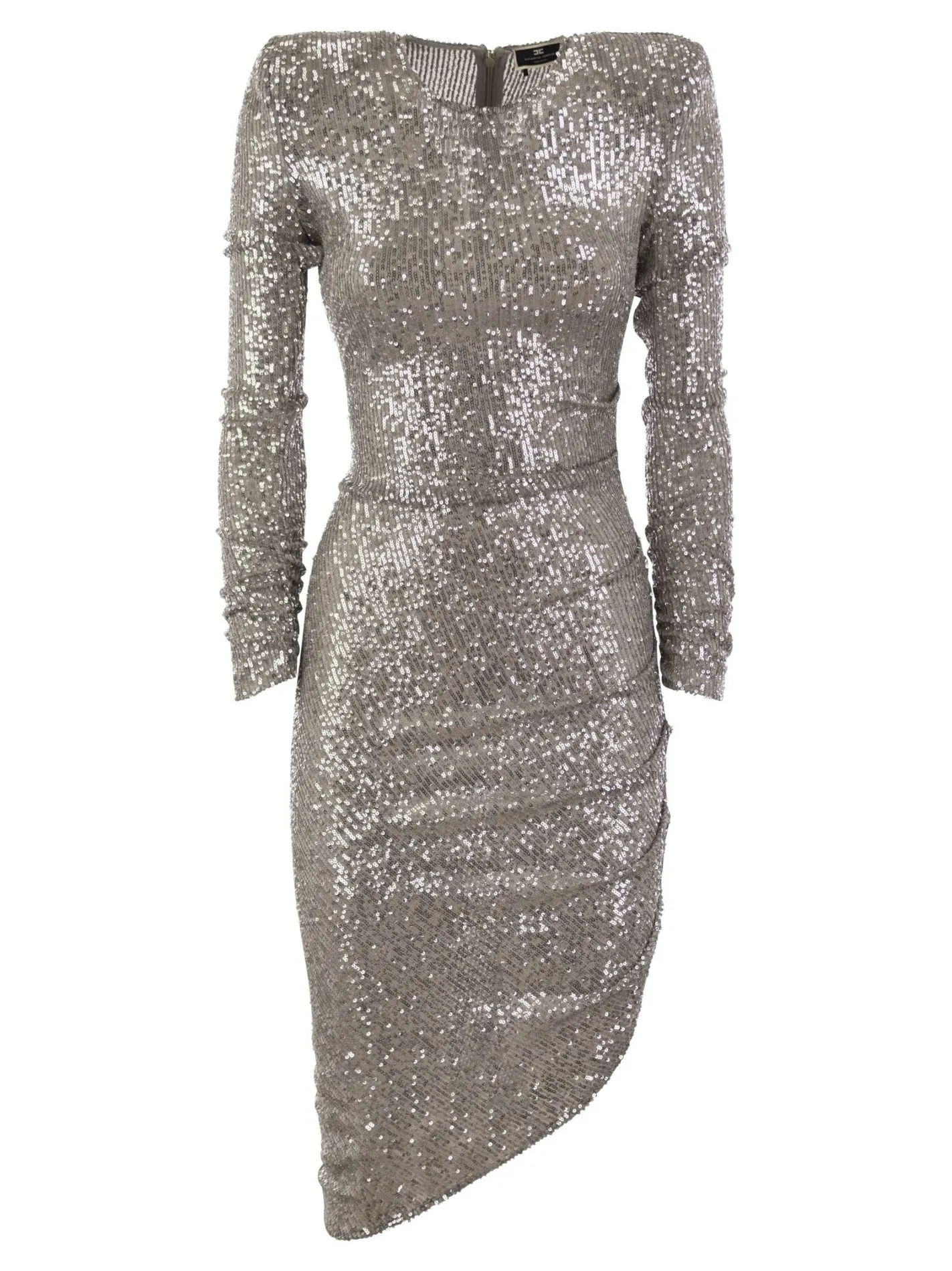 Miniabito in paillettes con gonna asimmetrica