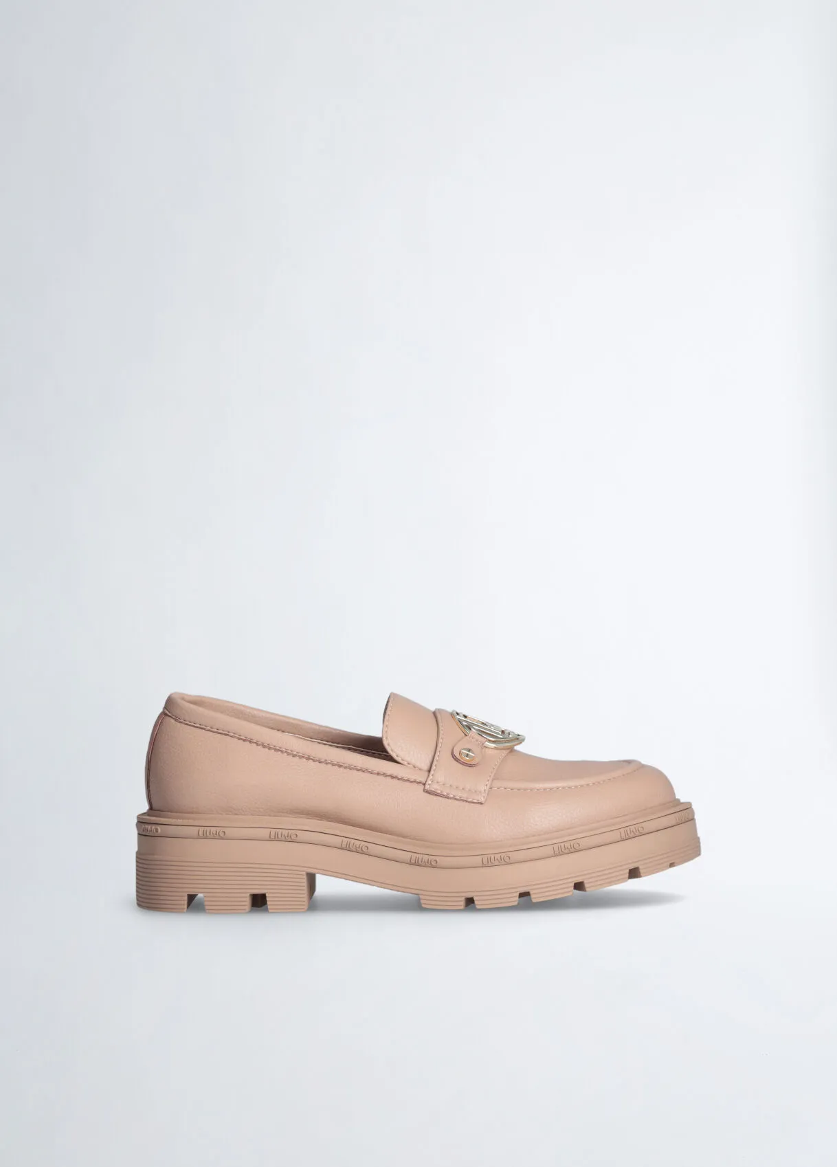 Mocassini beige con logo
