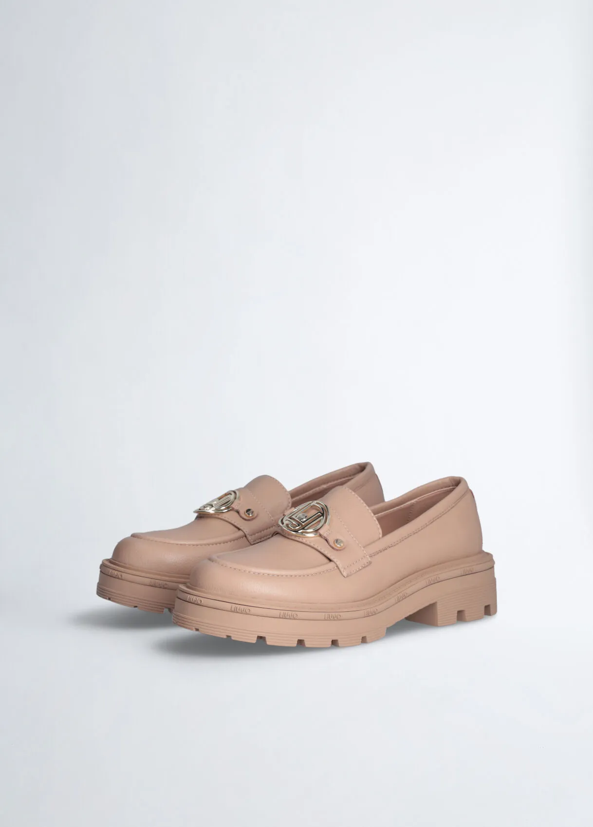 Mocassini beige con logo