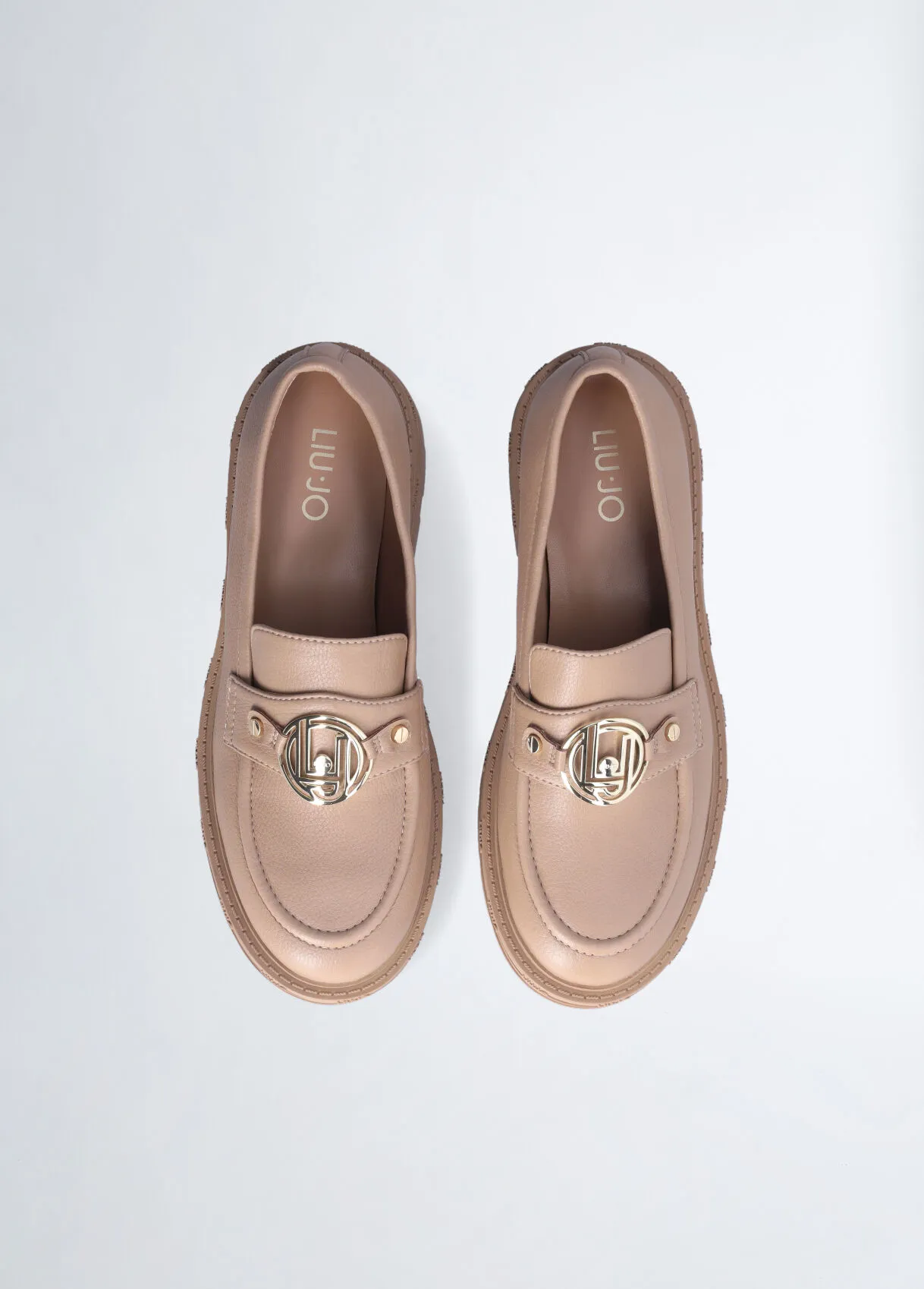 Mocassini beige con logo