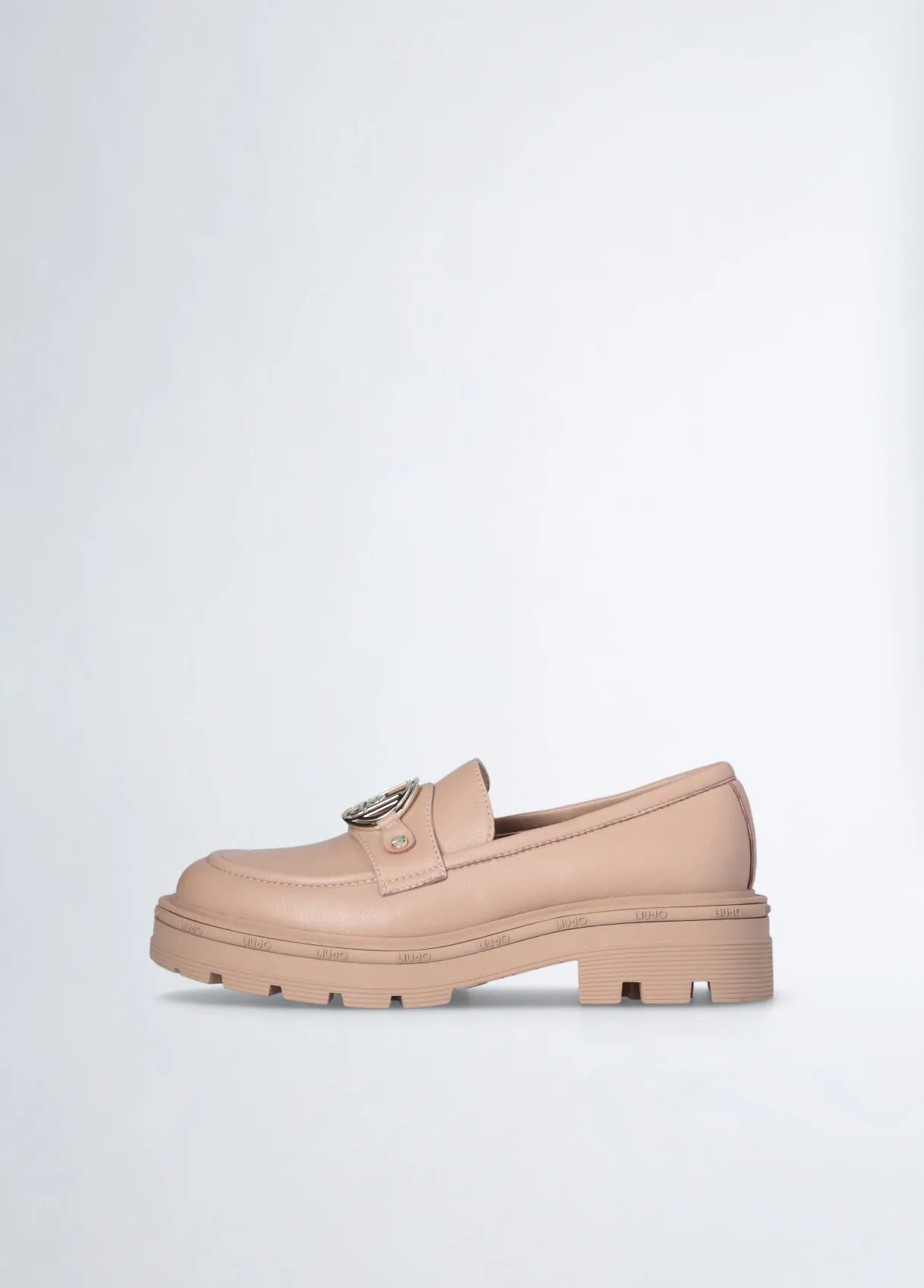 Mocassini beige con logo