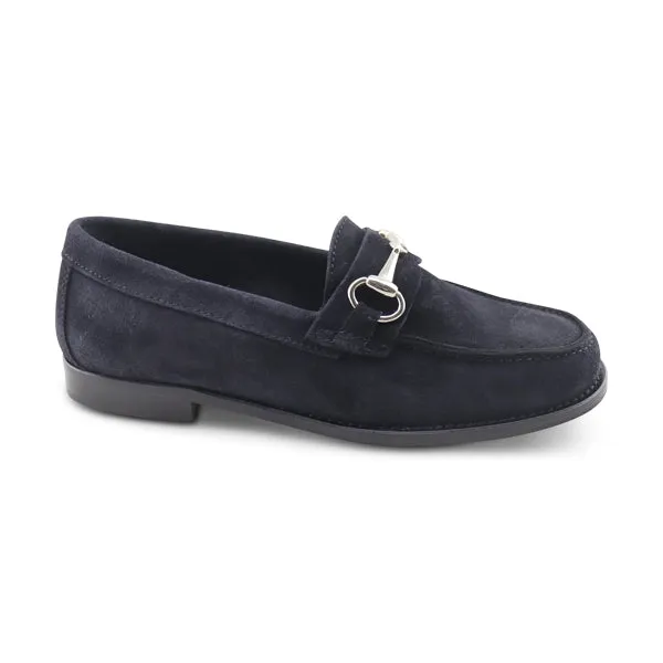 Mocassini morsetta in camoscio blu