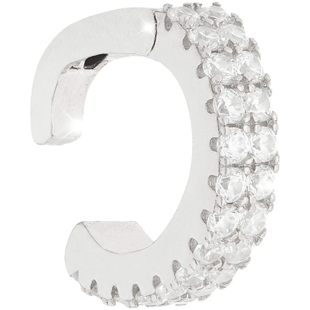 Mono Orecchino in Argento con Pietre Bianche Golden Ear Rebecca Gioielli