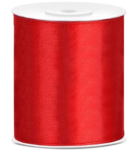 Nastro di raso rosso lucido 10 cm x 25 m