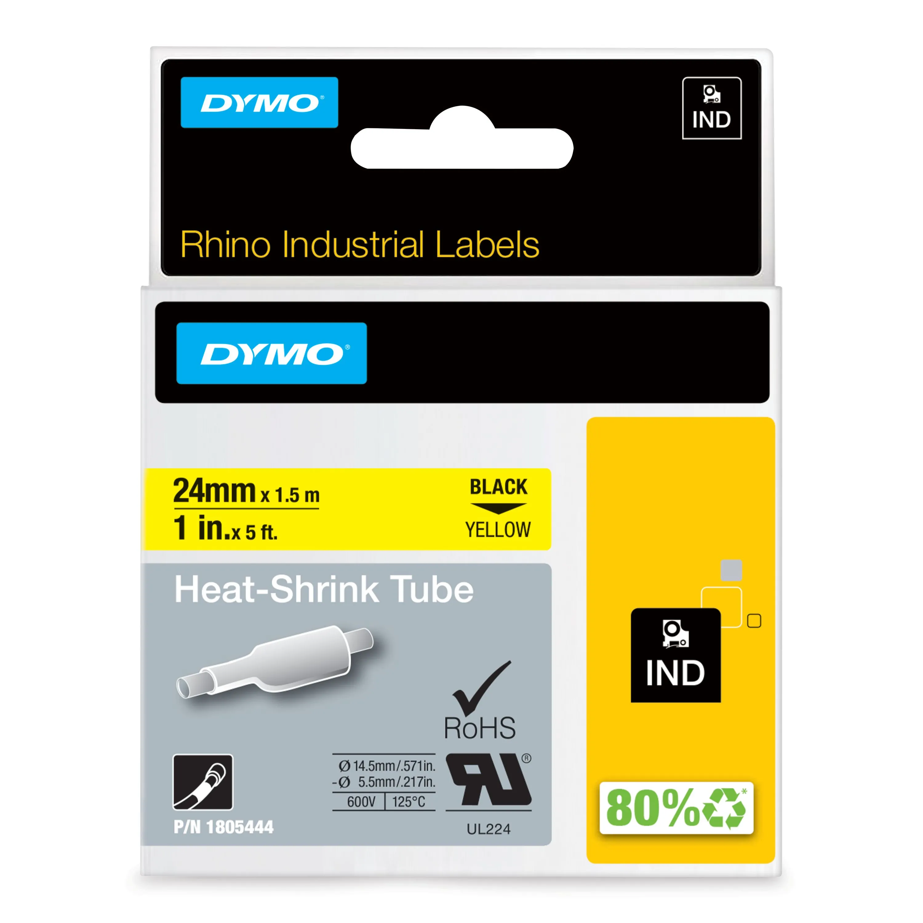 Nastro per etichettatrici Dymo 24 mm x 1 m Nero su Giallo