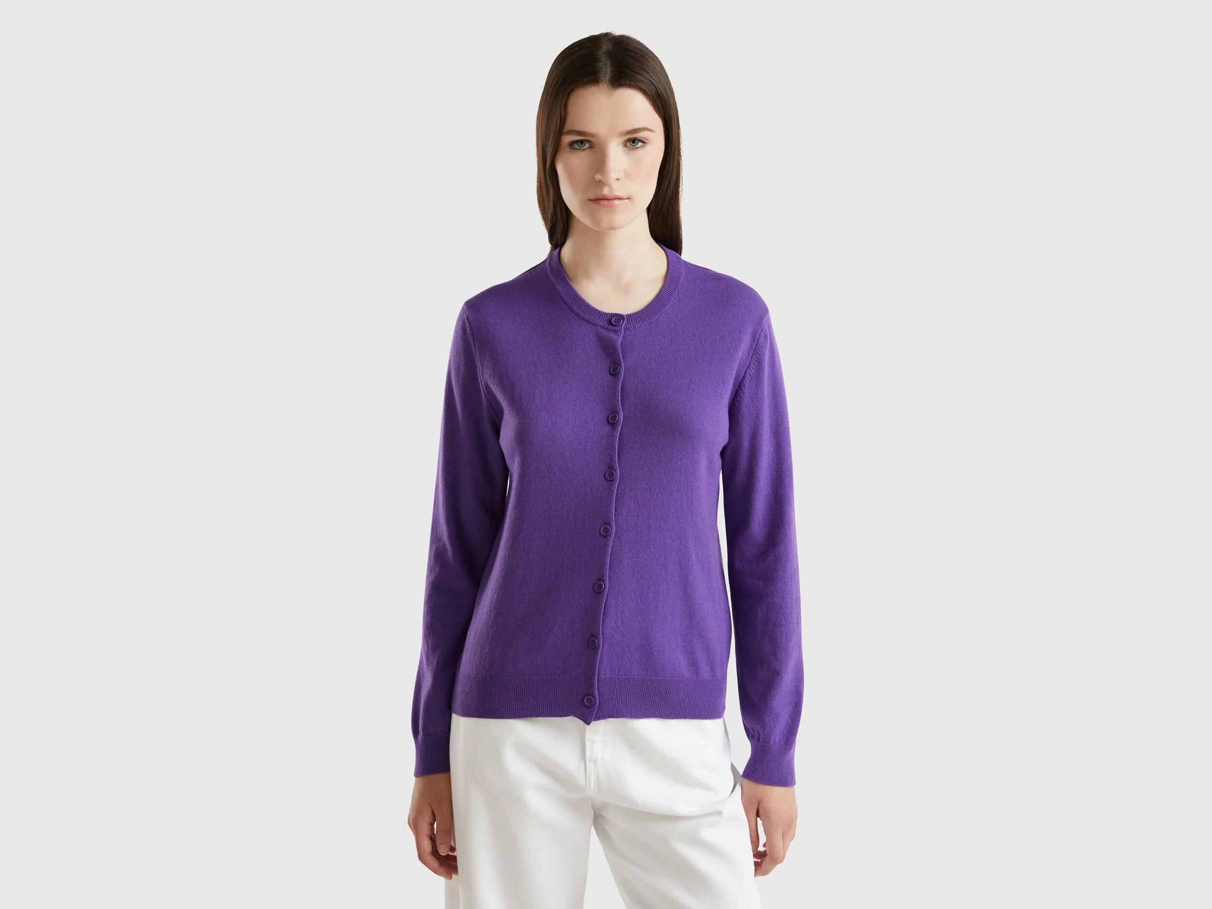 Nuovi arrivi Cardigan viola in misto lana e cashmere