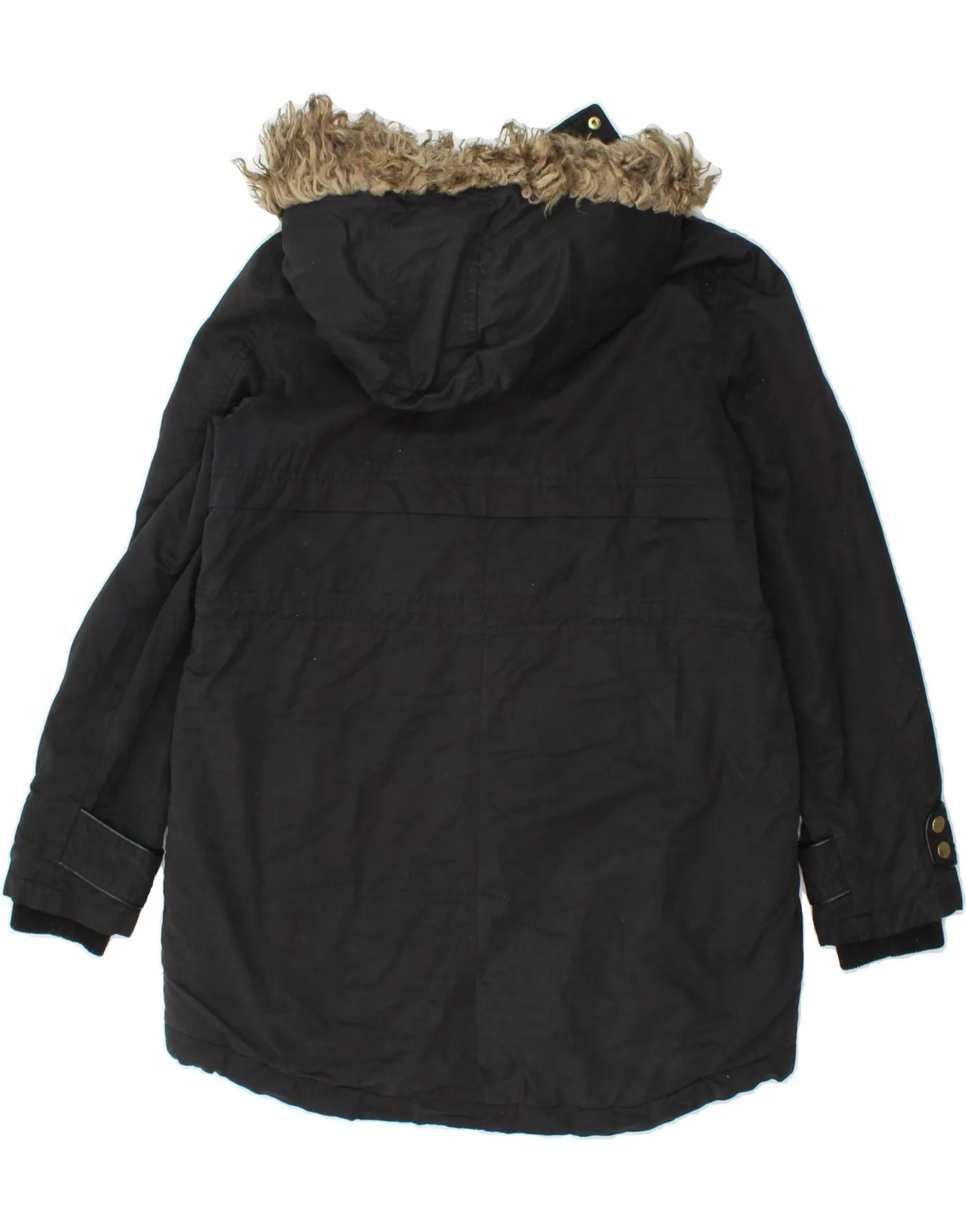 OASIS Womens Hooded Parka Jacket UK 14 Medium Black Cotton