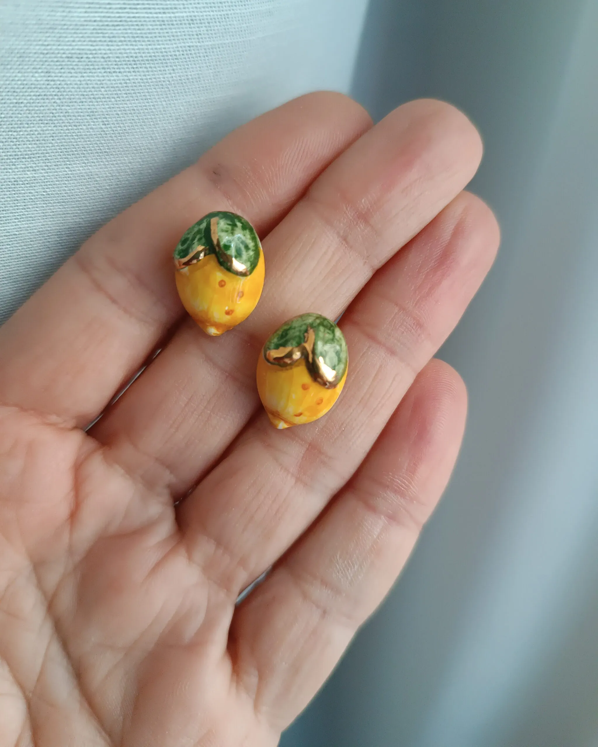 Orecchini al Lobo con Limoni in Ceramica di Caltagirone