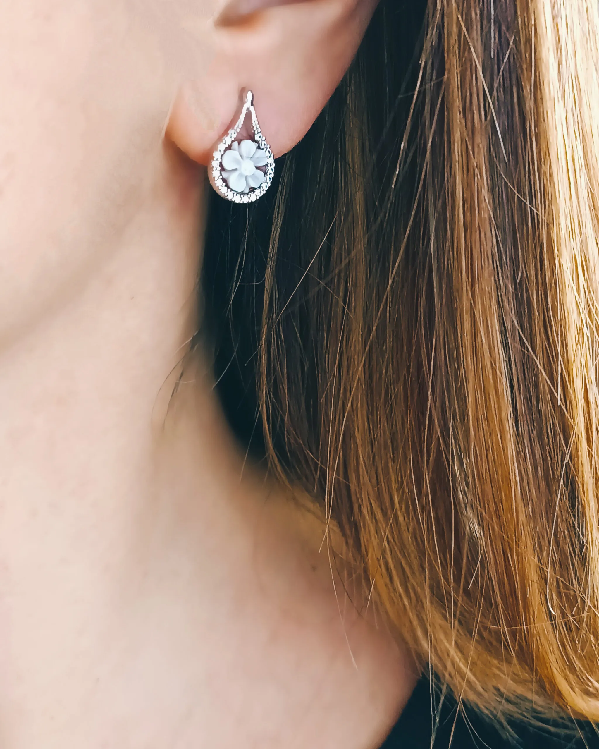 Orecchini al Lobo in Argento 925 con Cammei Conchiglia