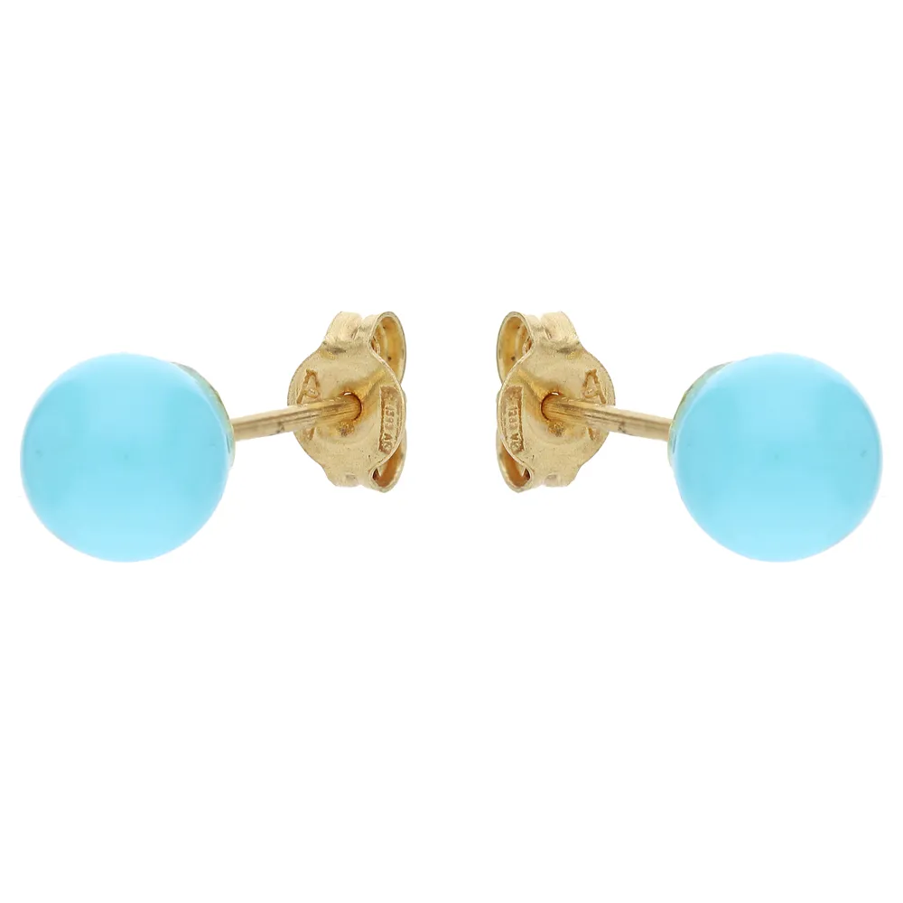 Orecchini con turchese a sfera grande in oro giallo
