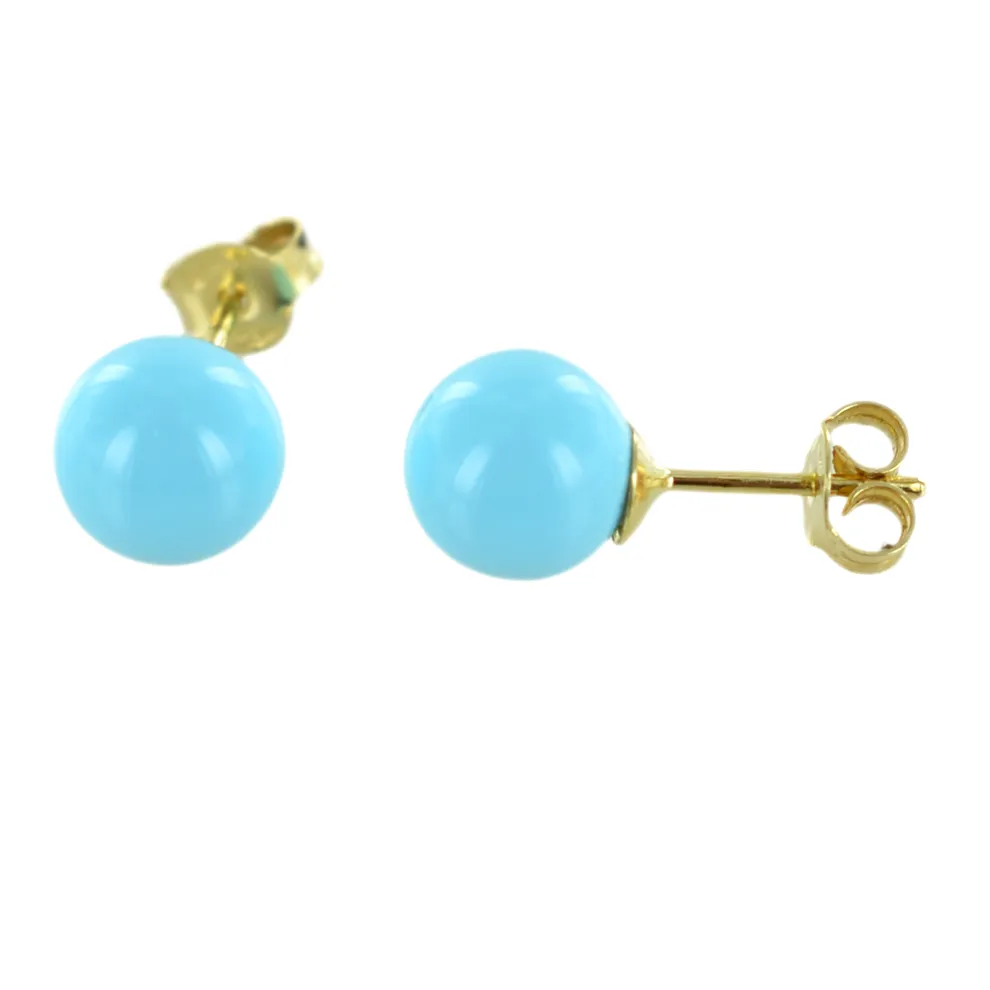 Orecchini con turchese a sfera grande in oro giallo