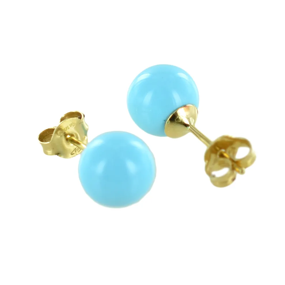 Orecchini con turchese a sfera grande in oro giallo