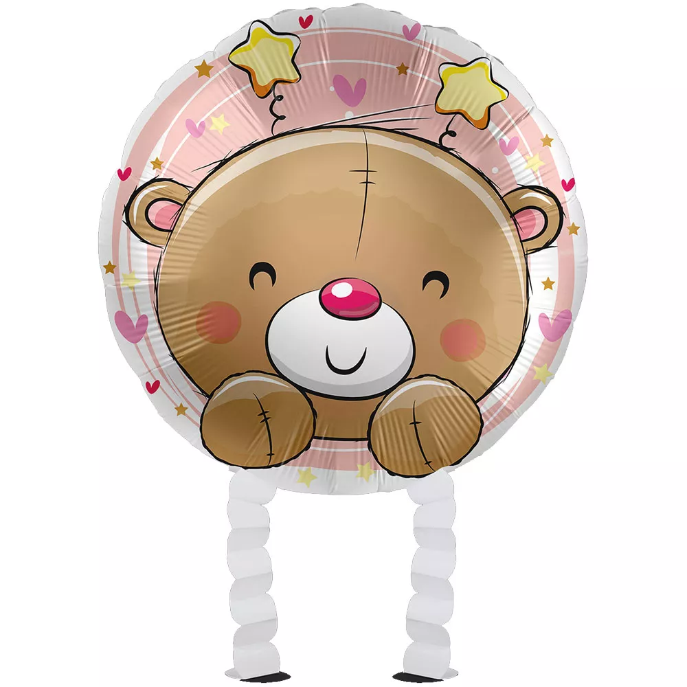 Palloncino Foil Airwalker Baby Girl Orso 43cm