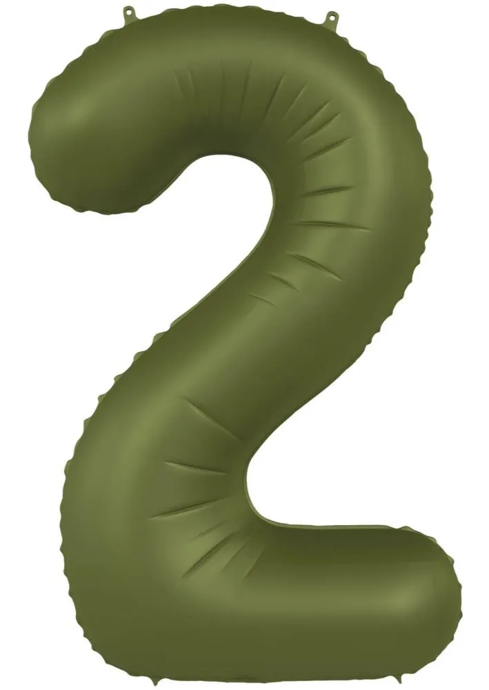 Palloncino foil numero 2 verde oliva 86cm