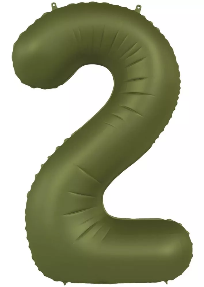 Palloncino foil numero 2 verde oliva 86cm