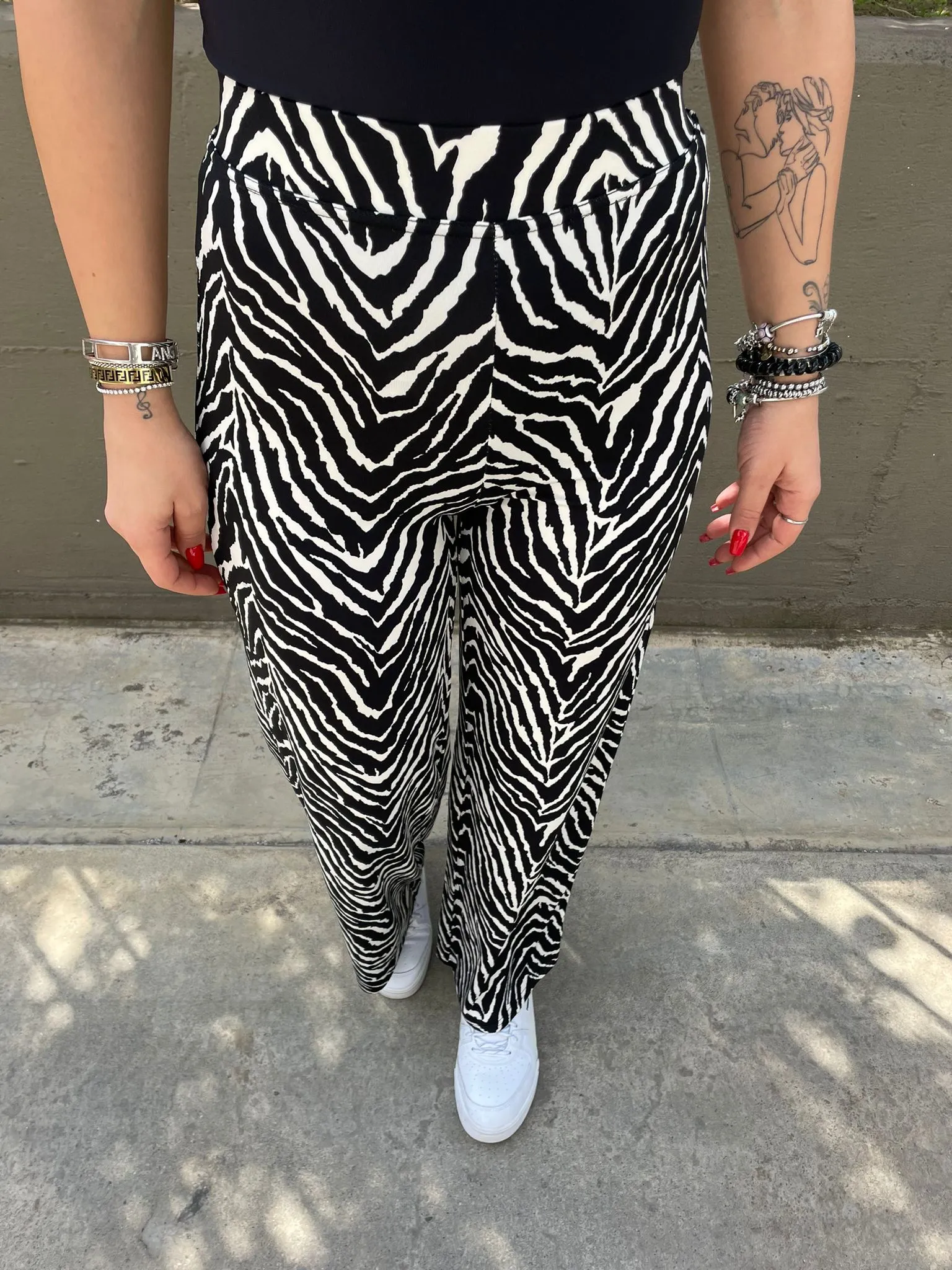 Pantalone palazzo in lycra fantasia zebrata