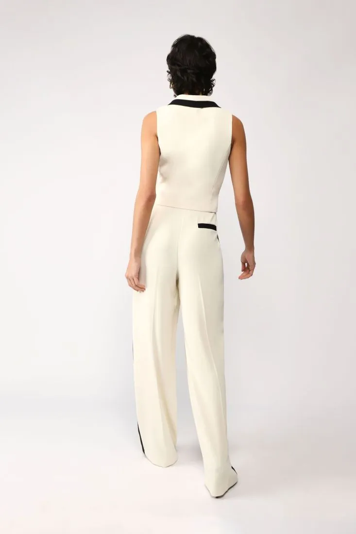 Pantaloni a palazzo bicolor con pinces