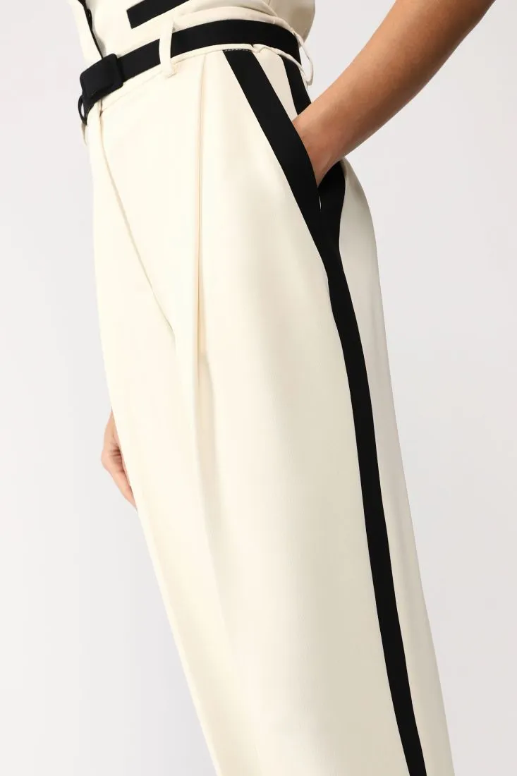 Pantaloni a palazzo bicolor con pinces