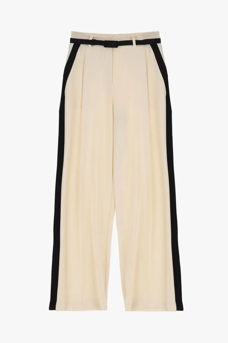 Pantaloni a palazzo bicolor con pinces