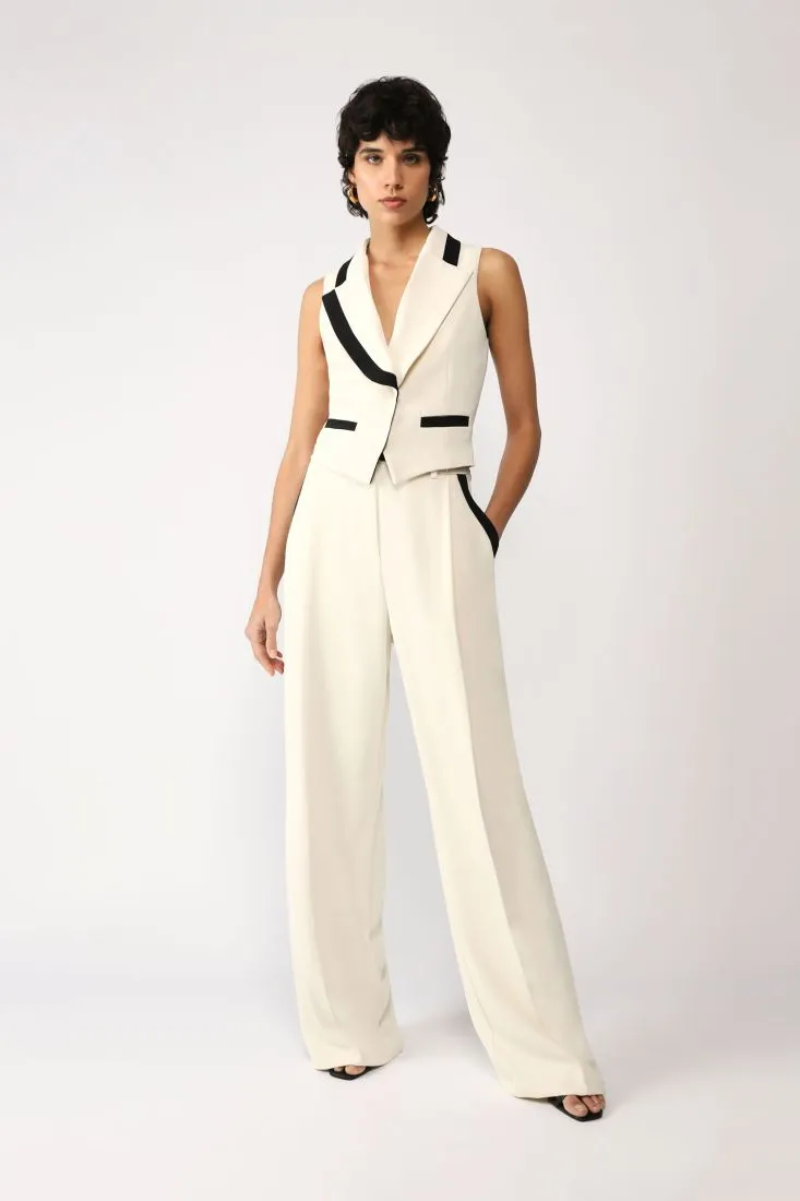 Pantaloni a palazzo bicolor con pinces