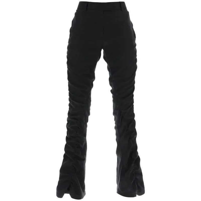 Pantaloni arricciati in misto lino