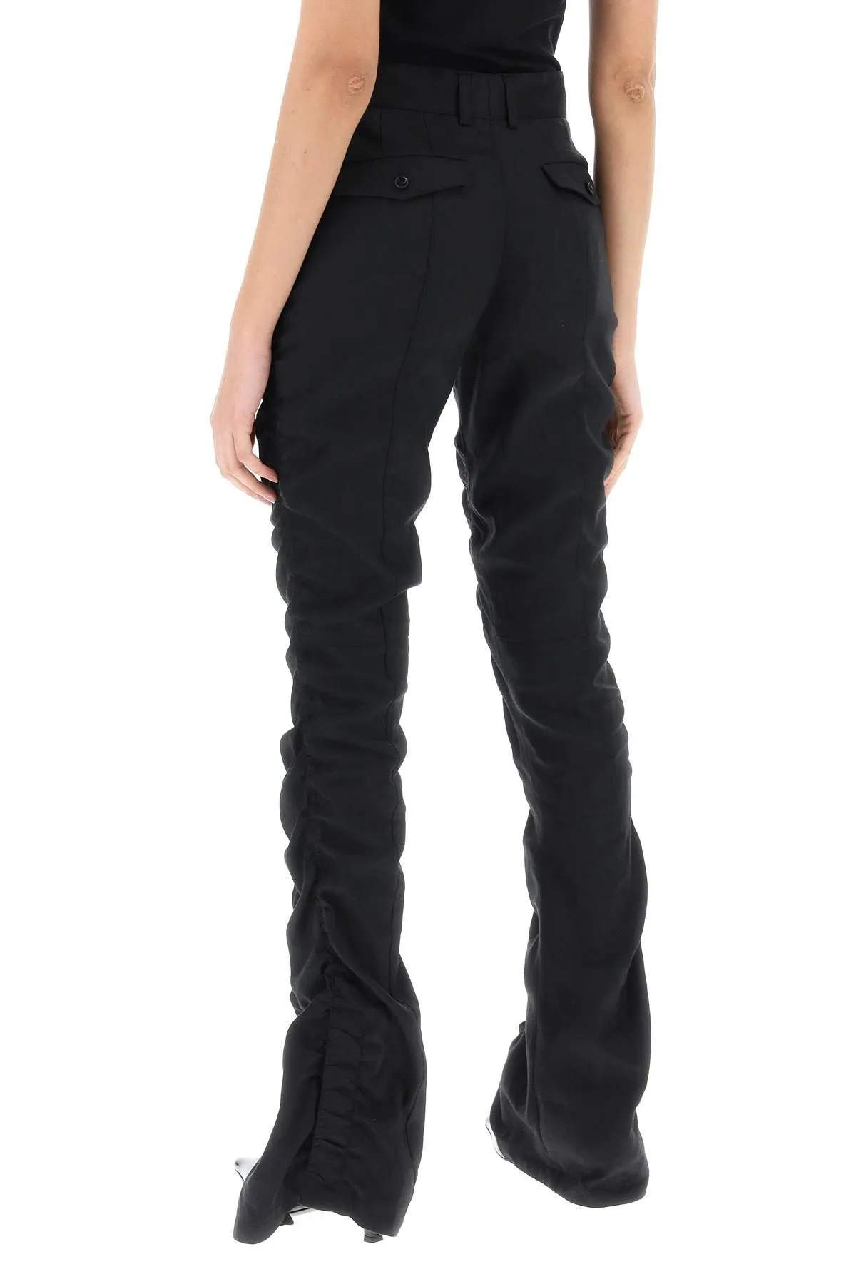 Pantaloni arricciati in misto lino