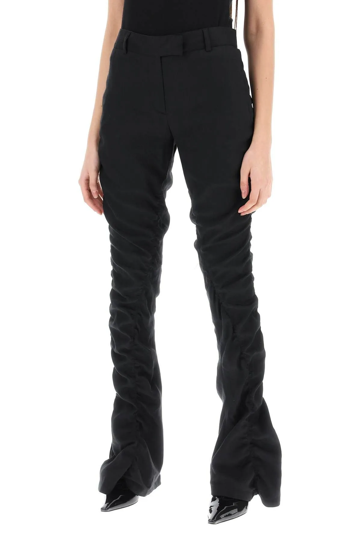 Pantaloni arricciati in misto lino