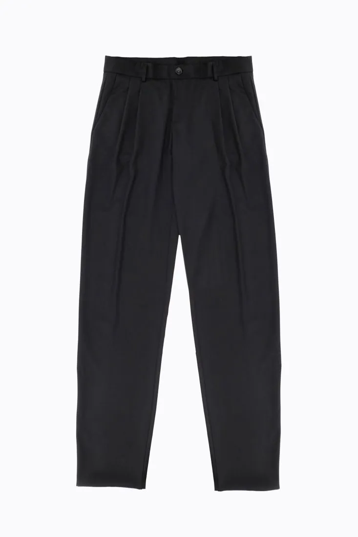 Pantaloni baggy monocolour con pinces e tasche americane