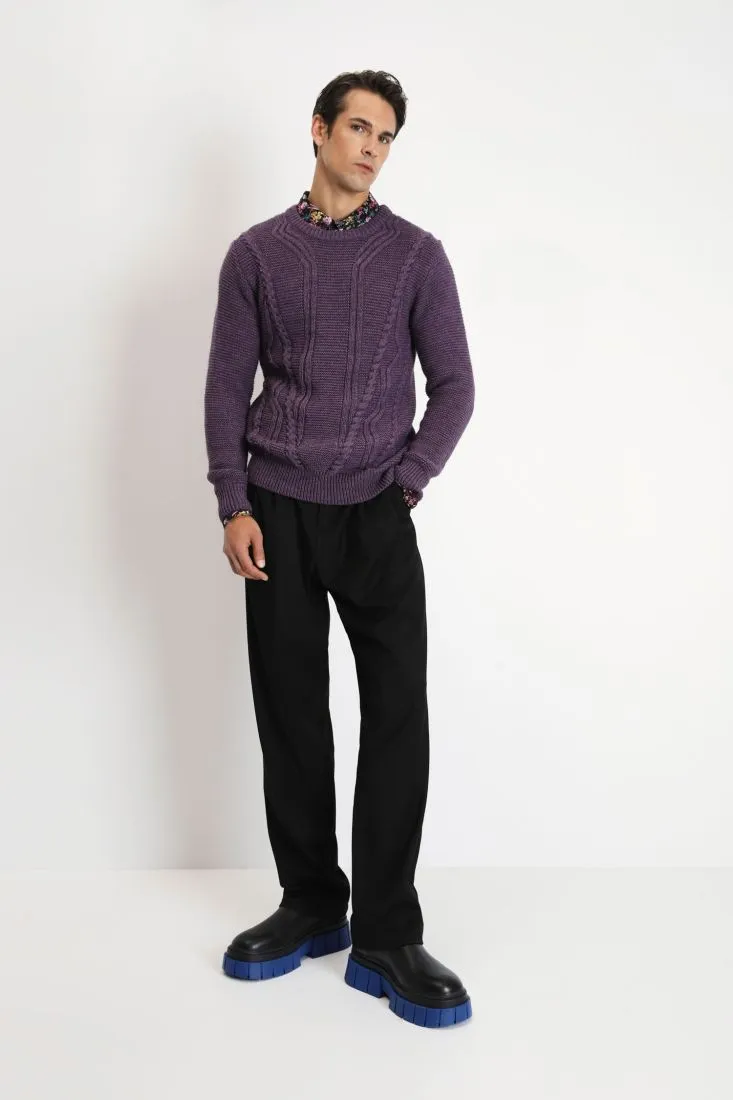 Pantaloni baggy monocolour con pinces e tasche americane