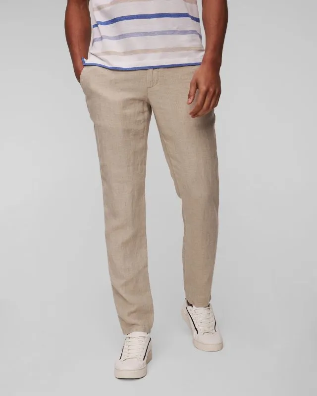 Pantaloni beige di lino da uomo Alberto House-Pure Linen