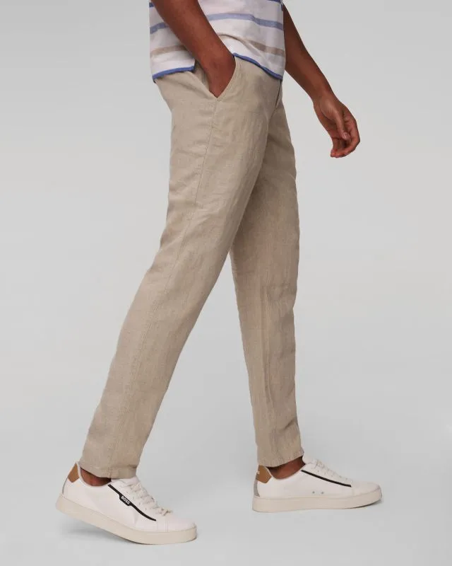 Pantaloni beige di lino da uomo Alberto House-Pure Linen