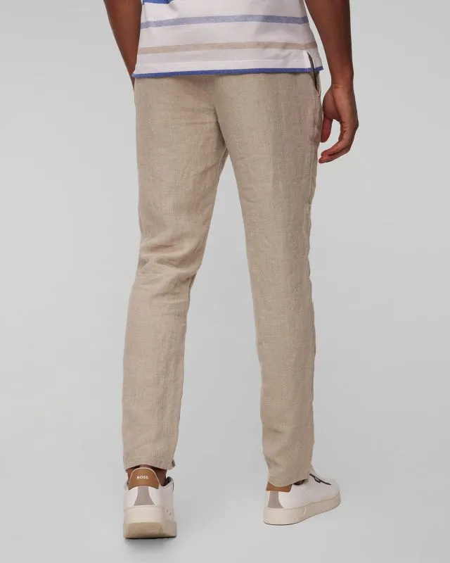 Pantaloni beige di lino da uomo Alberto House-Pure Linen