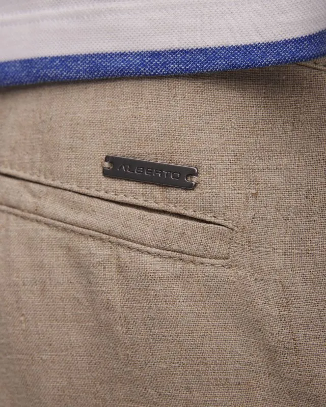 Pantaloni beige di lino da uomo Alberto House-Pure Linen
