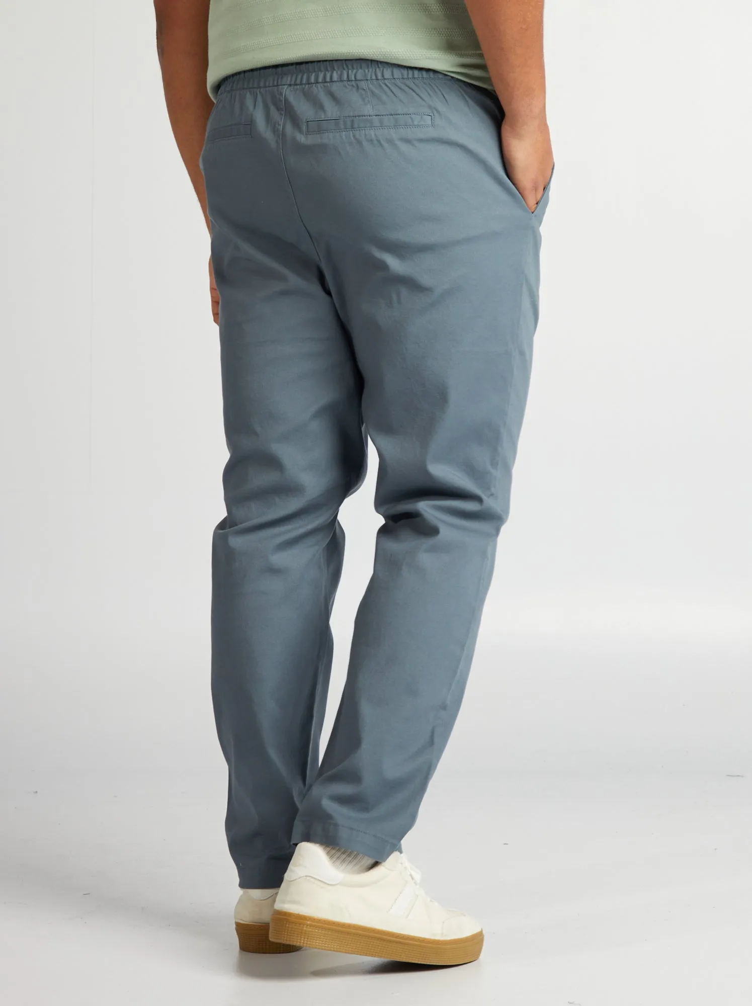 Pantaloni chino con vita elasticizzata - GRIGIO