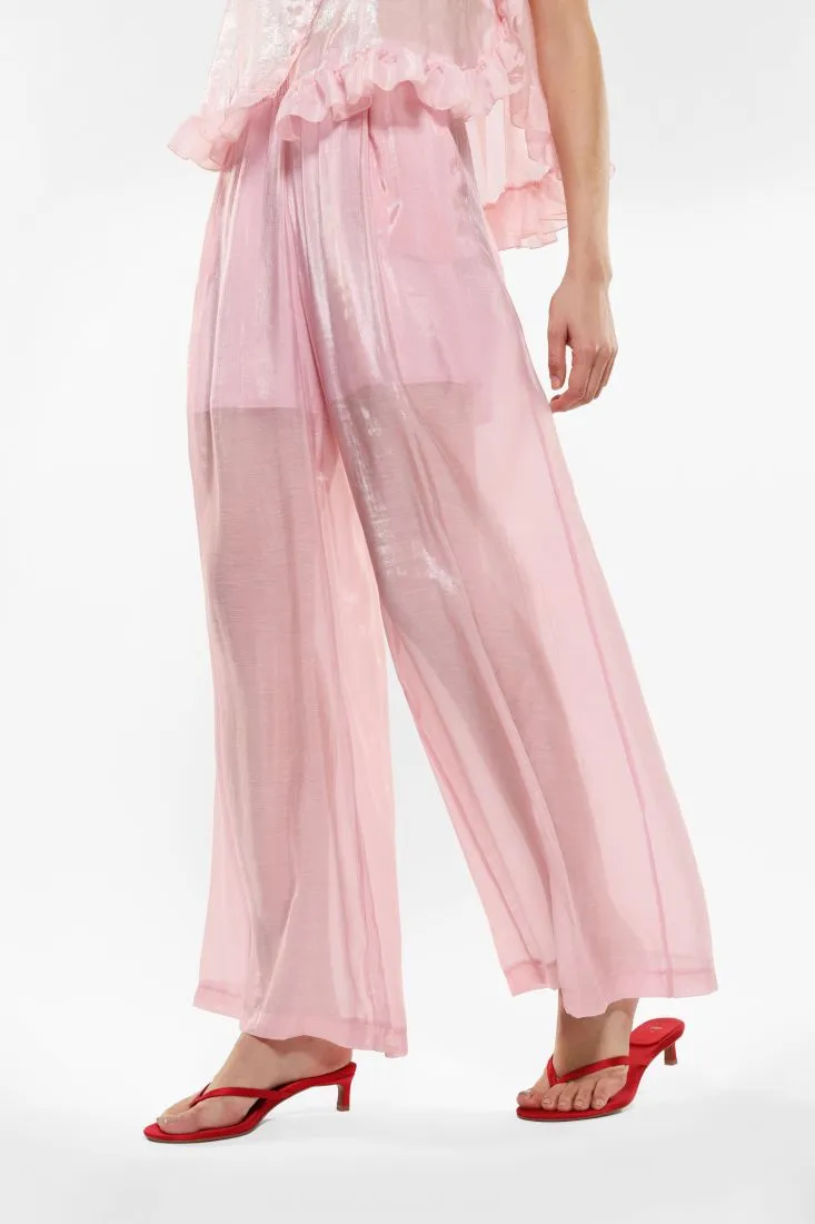 Pantaloni con parte inferiore effetto trasparenza
