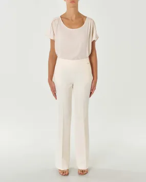 Pantaloni flare color avorio a vita alta in cady