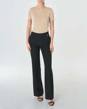 Pantaloni flare neri a vita alta in cady