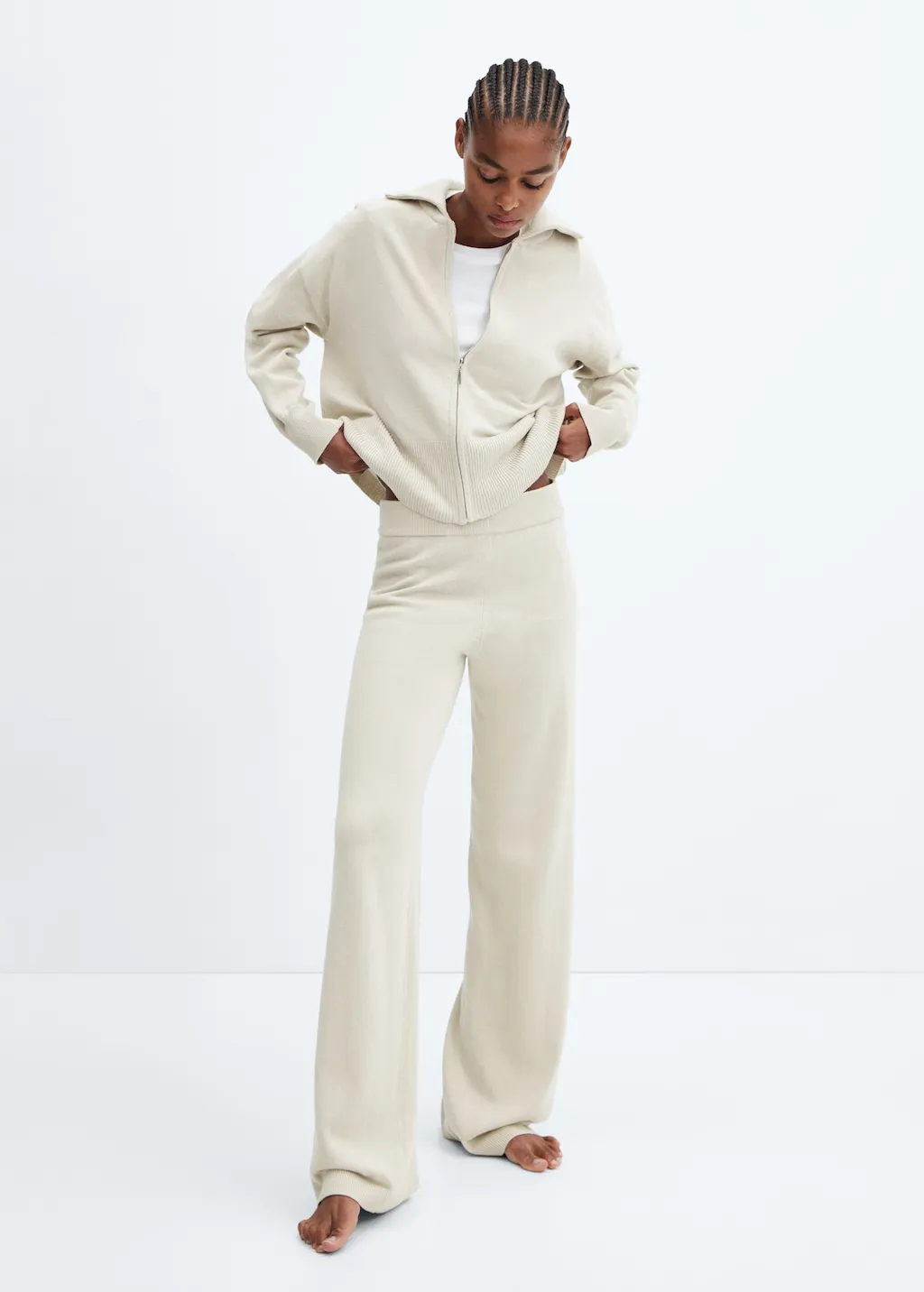 Pantaloni pigiama wideleg cotone e lino