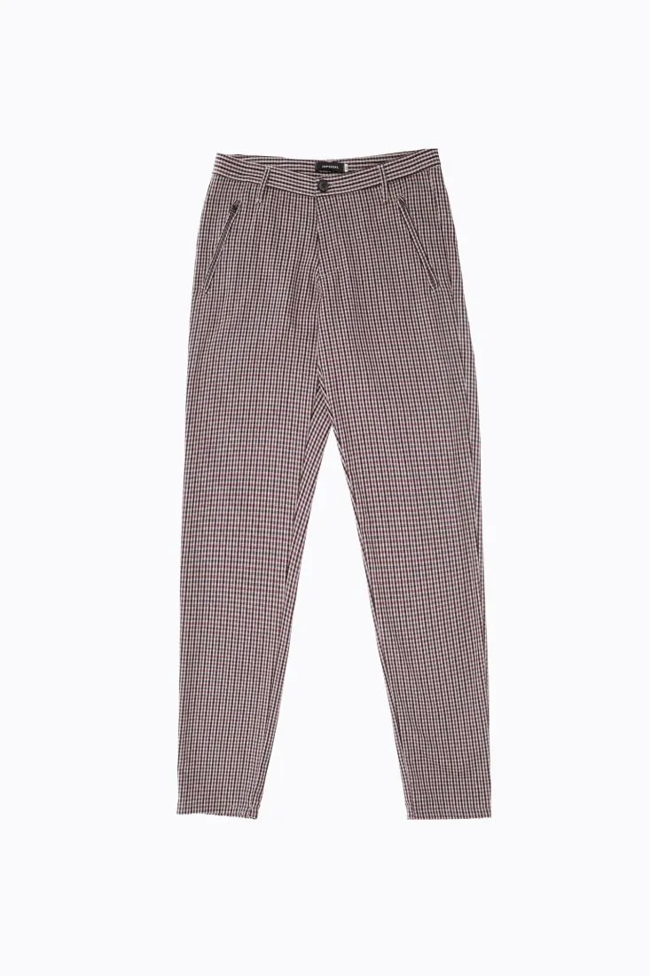 Pantaloni slim-fit a quadretti con tasche oblique
