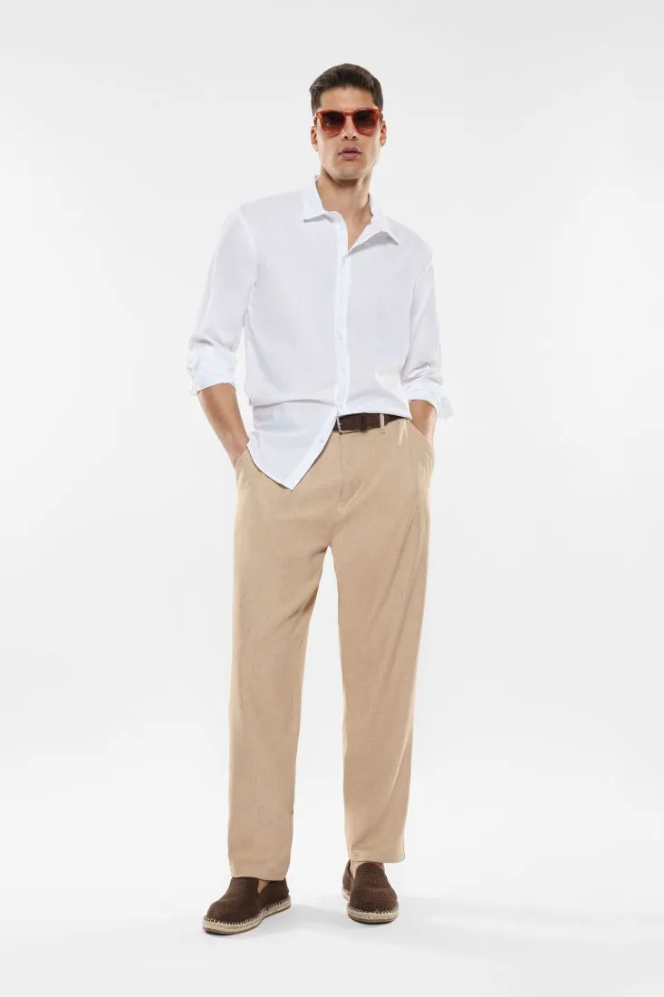 Pantaloni slim-fit effetto denim con pinces
