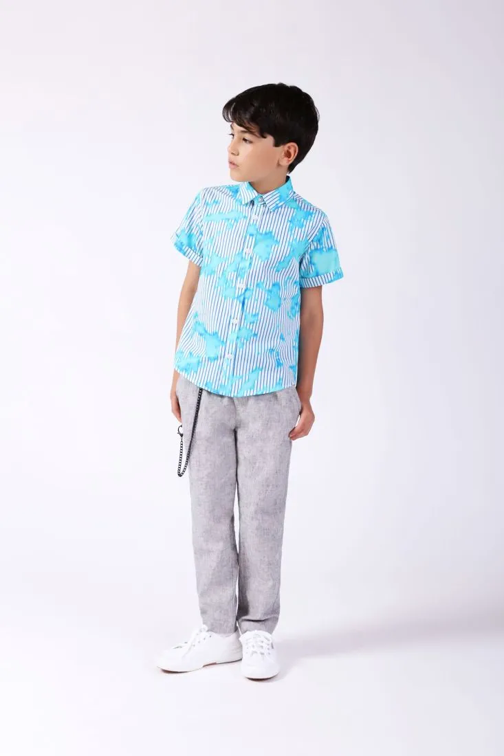 Pantaloni straight bambino monocolour con catena