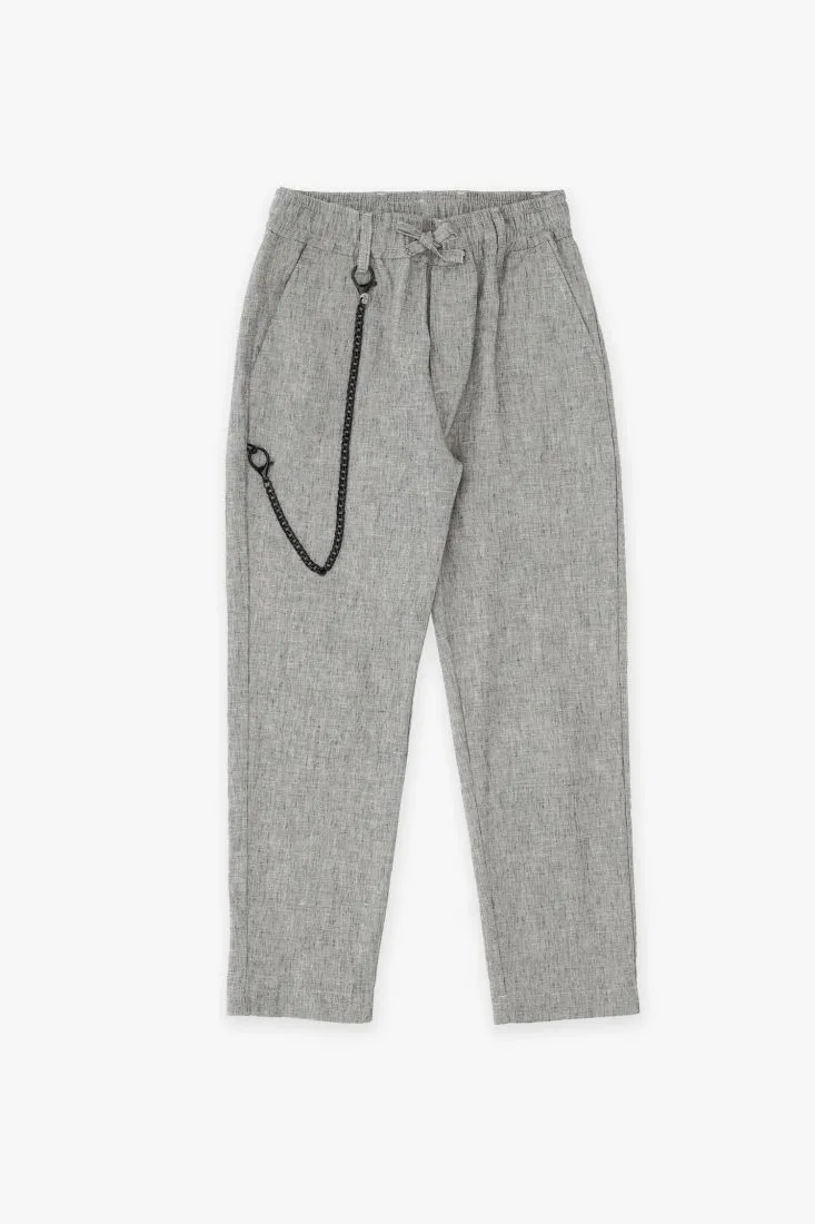 Pantaloni straight bambino monocolour con catena
